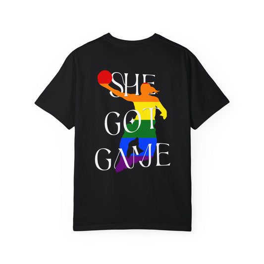 LEGACY TEES - SHE GOT GAME PRIDE EDITION (White Text)