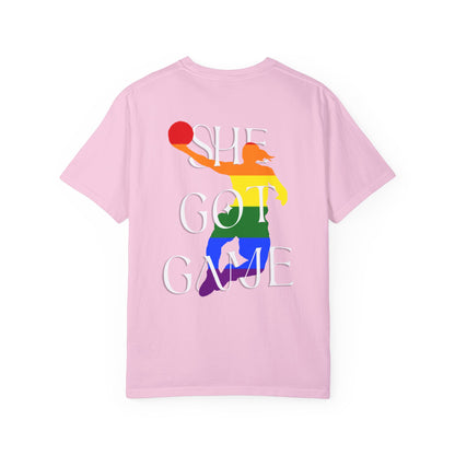 LEGACY TEES - SHE GOT GAME PRIDE EDITION (White Text)